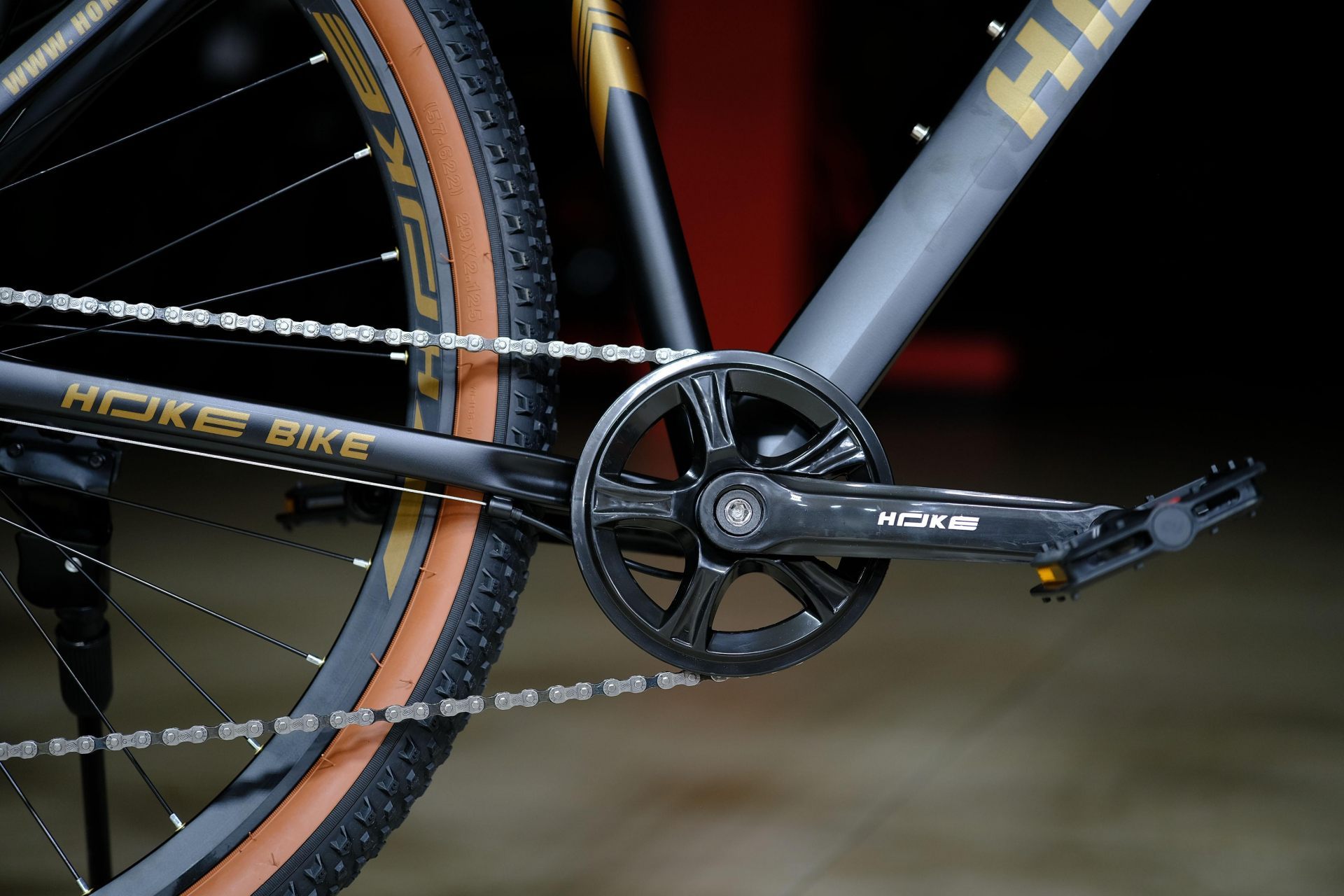 Система (шатун) сталь 36T под квадрат HOKE ONE MAX 29 матовый чёрный-коричневый 19