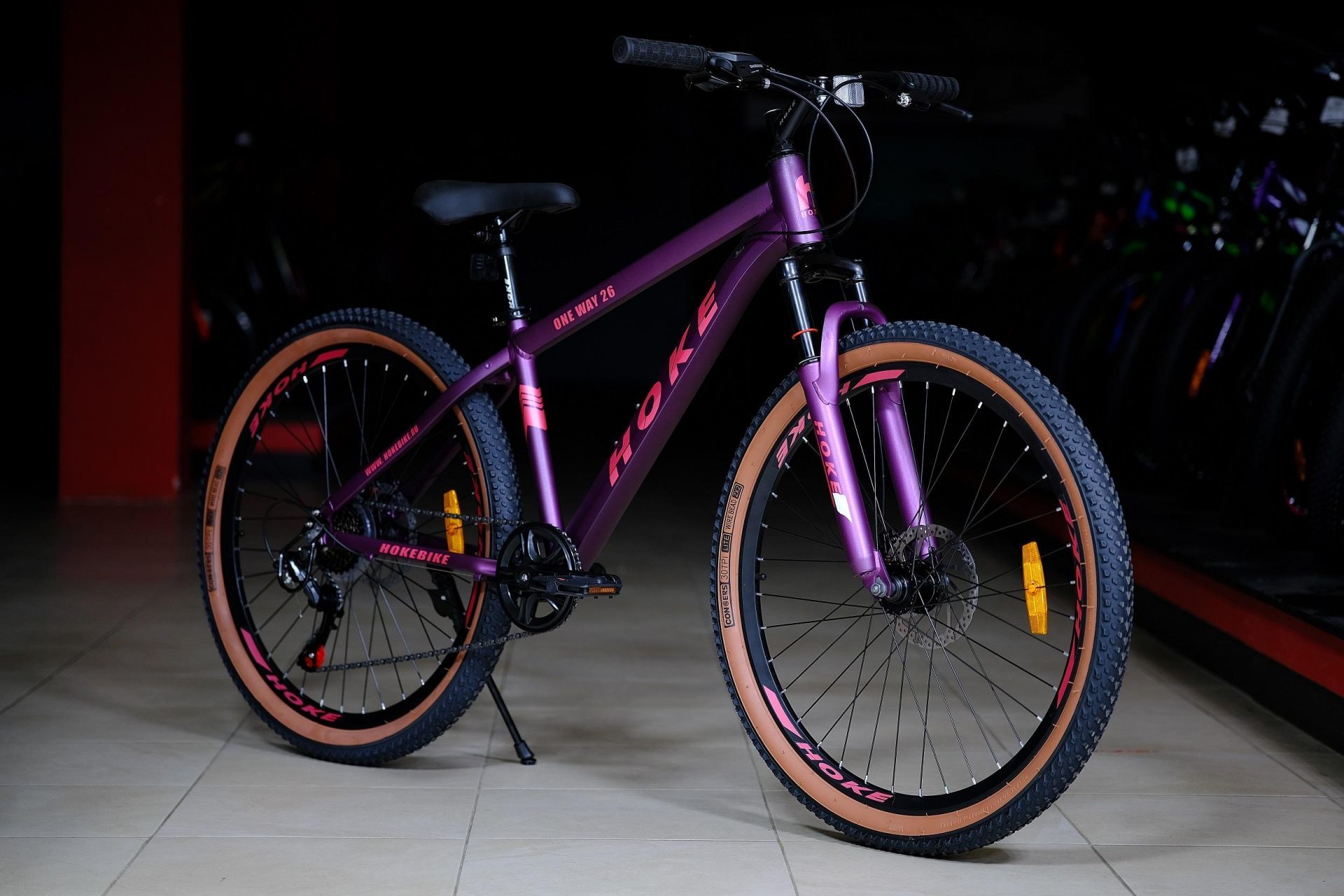 Велосипед HOKE ONE WAY 26 матовый фиолетовый-розовый Алюминиевая рама, дисковые тормоза, втулки на промподшипниках
